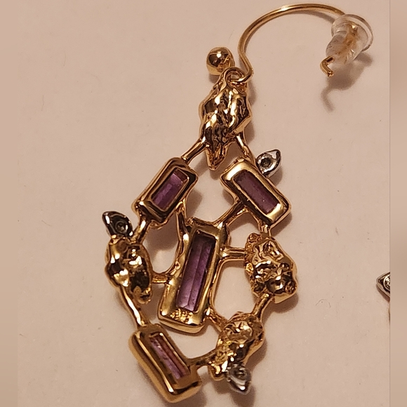 Alexis Bittar purple gold dangle earrings - Picture 4 of 5